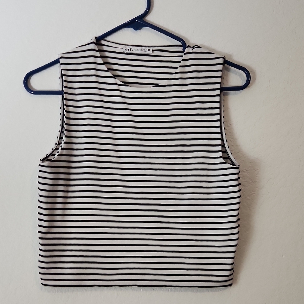Zara Semi-Cropped Striped Top